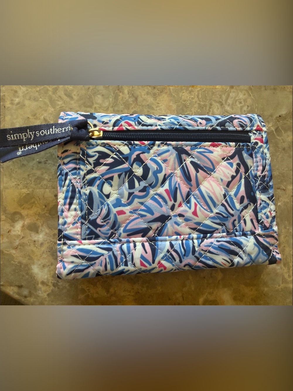 Simply Southern Quilted Floral Wallet in Blue, Pink & White - Picture 2 of 4